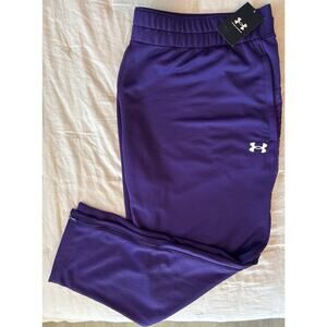 NWT Under Armour Mens Command Warm Up Pants Size 4XL Loose Fit Purple Zip Ankle